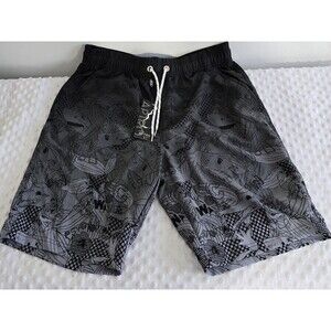 Mens Quick Dry Shorts Size Medium NWT Aptro Black Gray Ombre Board Swim Athletic